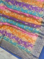 Pure Khaddi Georgette Dupatta - water zari - The Handlooms