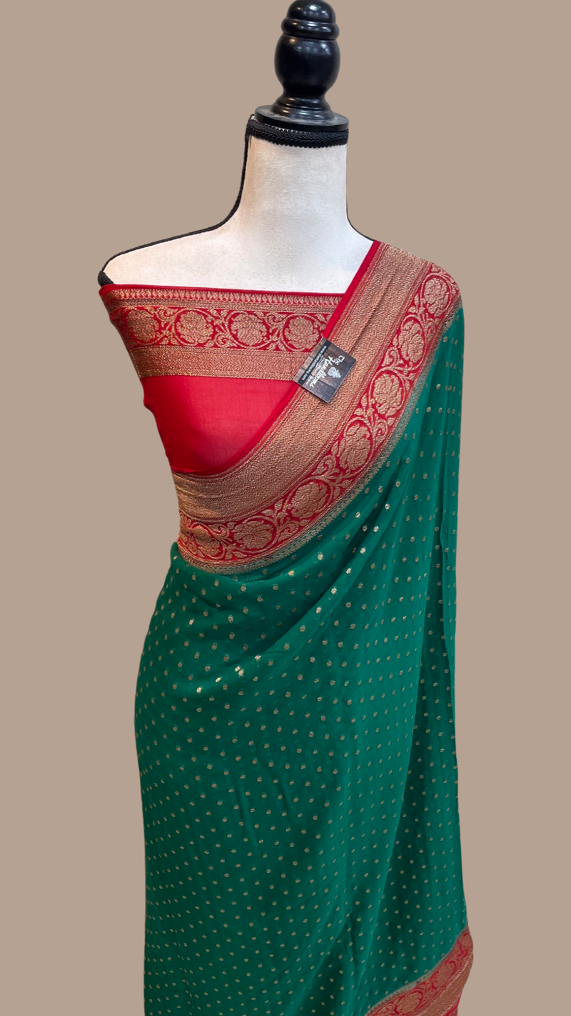 Khaddi Georgette Banarasi Saree -  Antique zari - The Handlooms