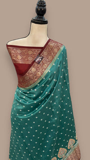 Pure Chiniya Silk Handloom Banarasi Saree with Chikankari - The Handlooms