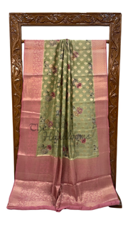 Pure Chiniya Silk Digital Print Handloom Banarasi Saree - The Handlooms