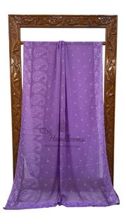 Pure Georgette Chikankari Handloom Banarasi Saree - The Handlooms