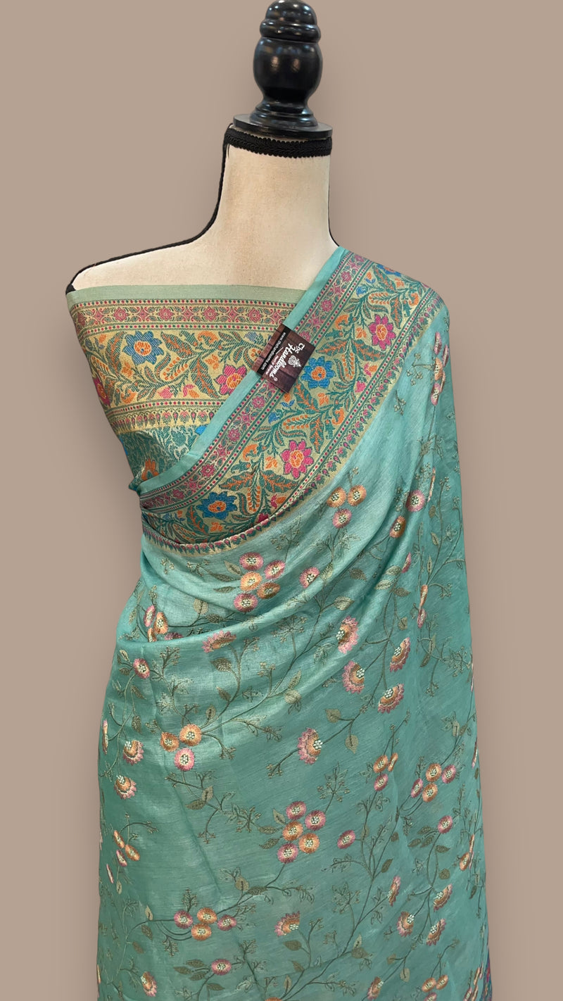 Tussar Silk Handloom Banarasi Saree With Chikankari - The Handlooms