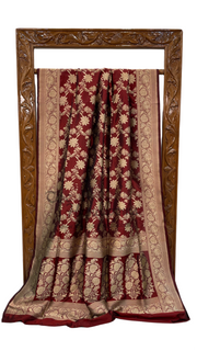 Pure Katan Silk Banarasi Handloom Saree - All Over Jaal Work - The Handlooms