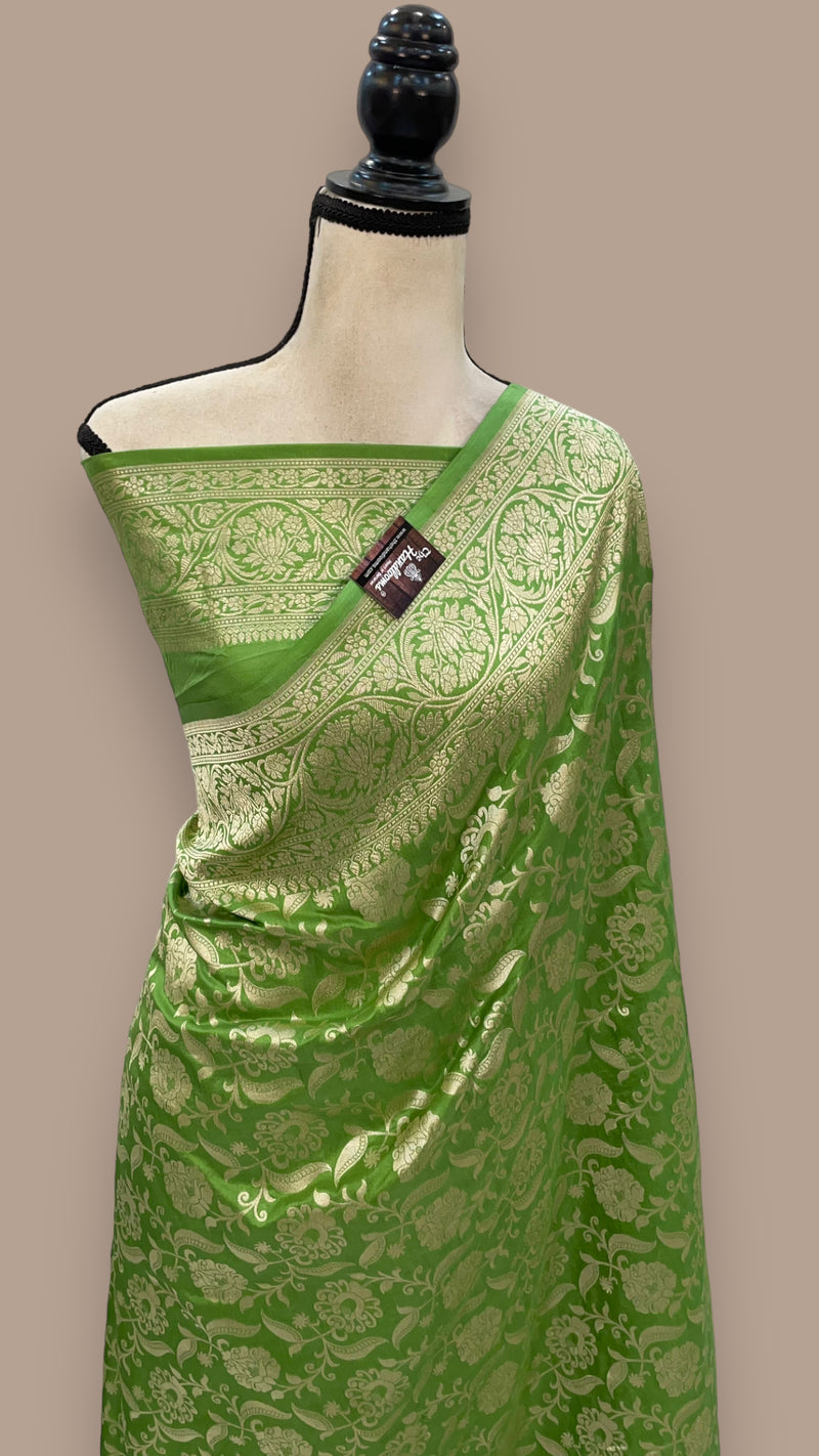 Pure Katan Silk Banarasi Handloom Saree - All Over Jaal Work - The Handlooms