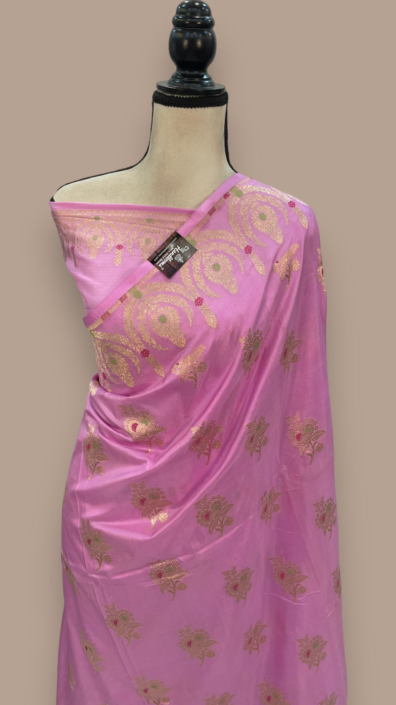 Pure Katan Silk Banarasi Handloom Saree - All over Jaal work - With Meenakari - The Handlooms