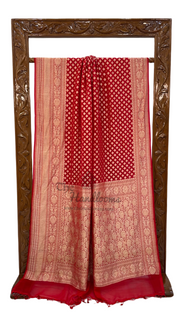 Red Khaddi Georgette Handloom Banarasi Saree - The Handlooms
