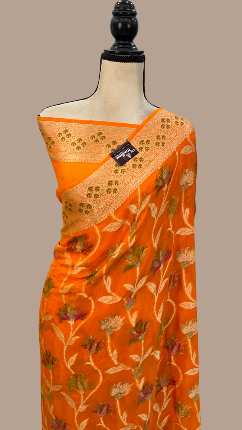 Pure Chiffon Khaddi Banarasi Saree - The Handlooms