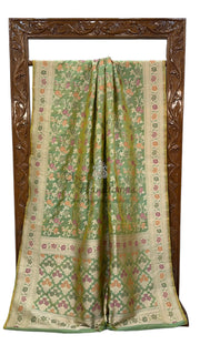 Pure Katan Silk Banarasi Handloom Saree - All over Jaal work with Meenakari - The Handlooms