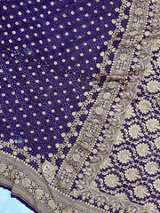 Pure Georgette Banarasi Bandhej Handloom Saree - The Handlooms