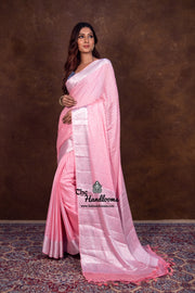 Pink Pure Chiffon Khaddi Banarasi Saree - The Handlooms