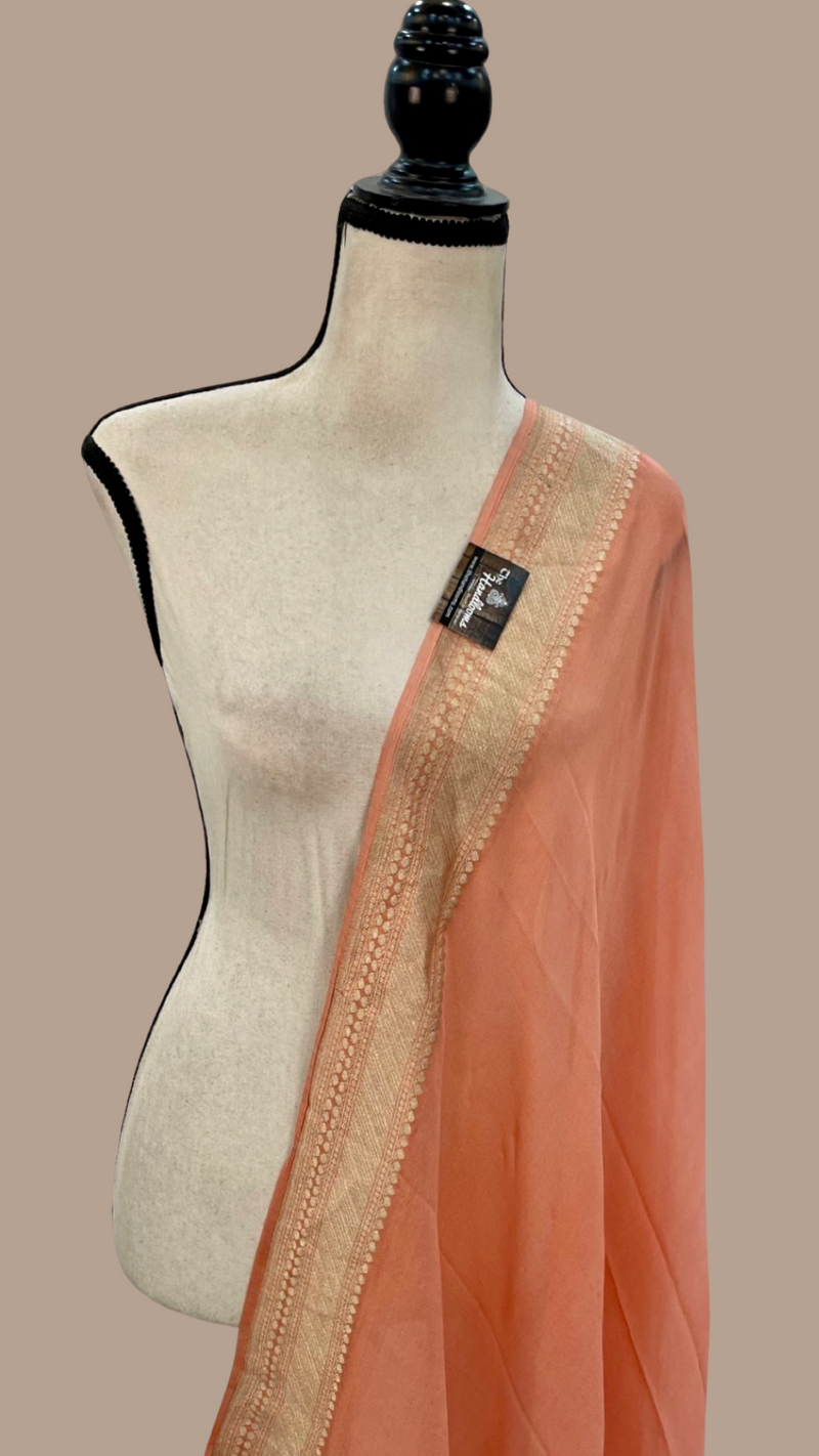 Pure Khaddi Georgette Dupatta - water zari - The Handlooms