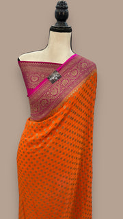 Khaddi Georgette Handloom Banarasi Saree -  Antique zari - The Handlooms