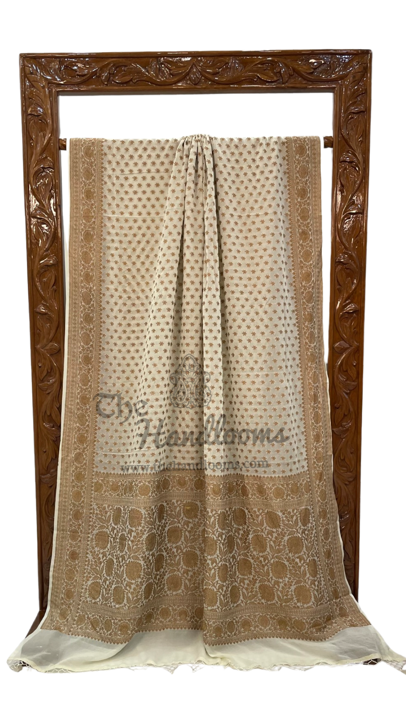 Khaddi Georgette Banarasi Saree -  Antique zari - The Handlooms