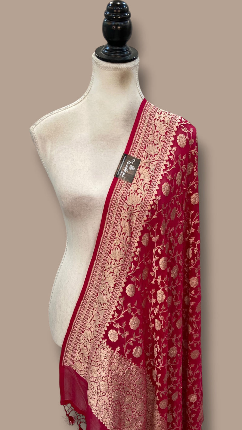 Pure Khaddi Georgette Dupatta - Water Zari
