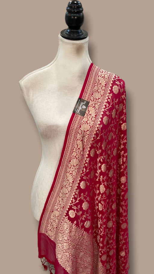 Pure Khaddi Georgette Dupatta - Water Zari - The Handlooms