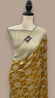 Pure Khaddi Georgette Handloom Banarasi Saree - Water zari - The Handlooms