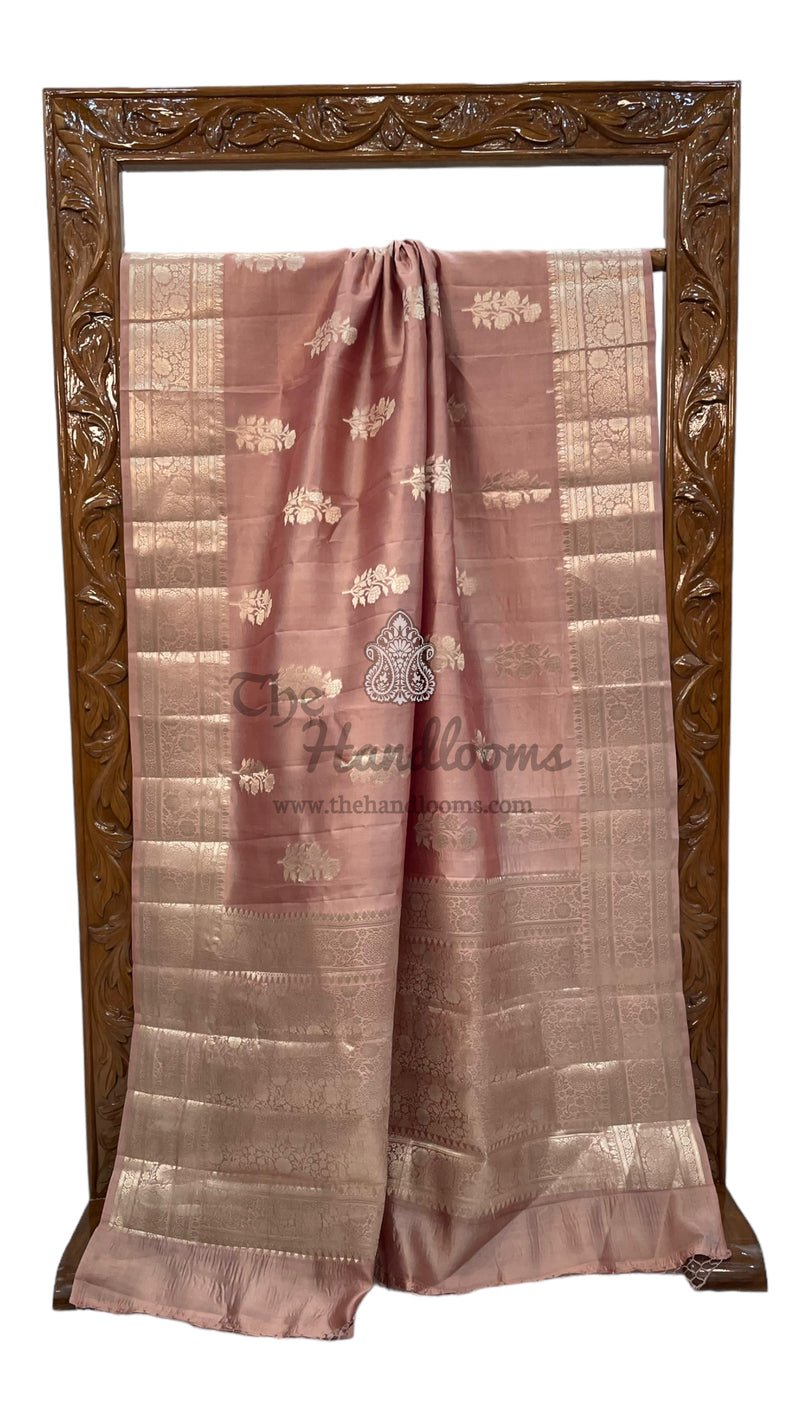 Onion Pink Pure Mango Silk Banarasi Handloom Saree - The Handlooms