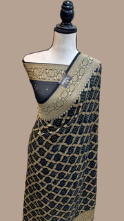 Pure Georgette Banarasi Bandhej Handloom Saree - The Handlooms