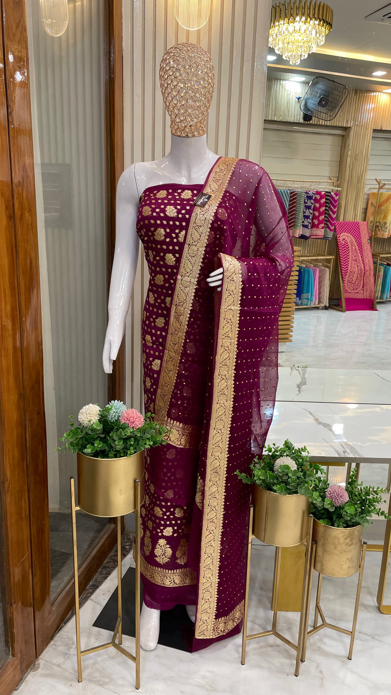 Khaddi Georgette Banarasi Dress material - The Handlooms