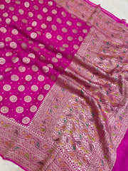 Pure Khaddi Georgette Banarasi Saree - water zari - The Handlooms