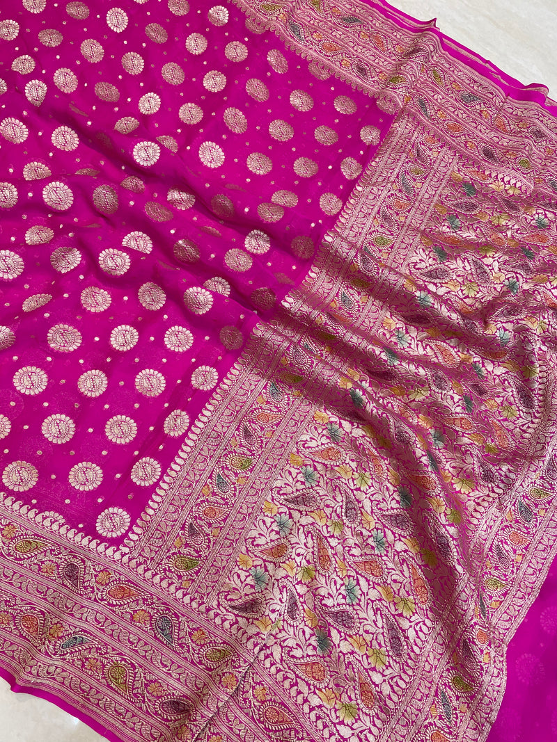 Pure Khaddi Georgette Banarasi Saree - water zari - The Handlooms