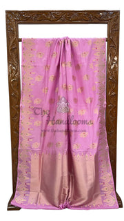 Pure Katan Silk Banarasi Handloom Saree - All over Jaal work - With Meenakari - The Handlooms