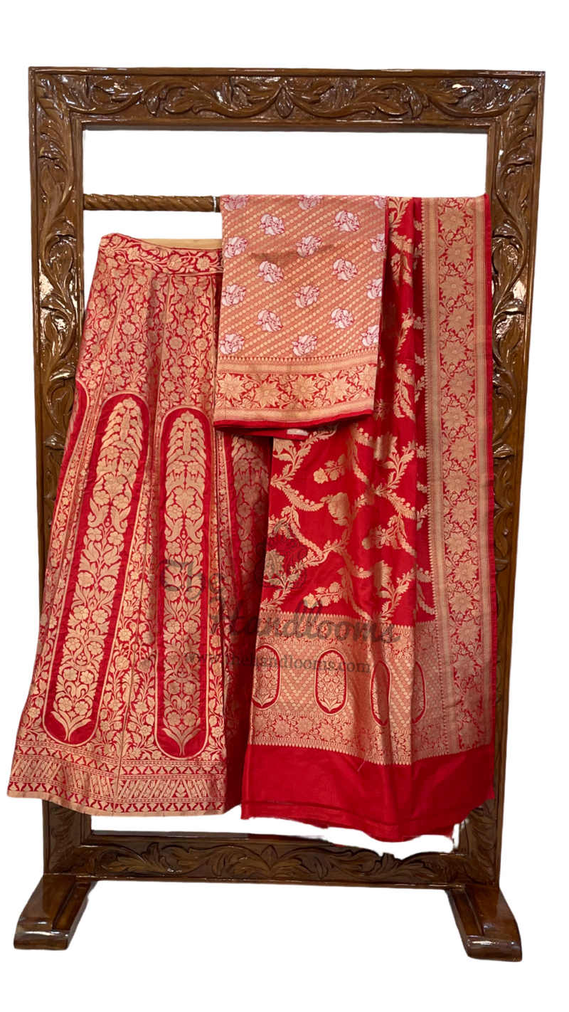 Pure Katan Silk Handloom Banarasi Lehenga - Stitched - The Handlooms
