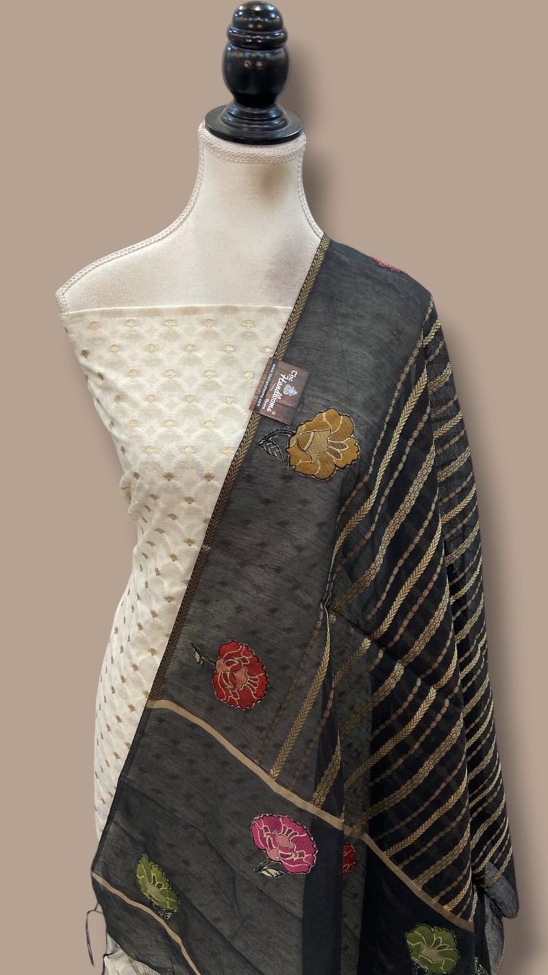 Pure Chanderi Cotton Banarasi Dress Material