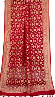 Pure Khaddi Georgette Dupatta - water zari - The Handlooms