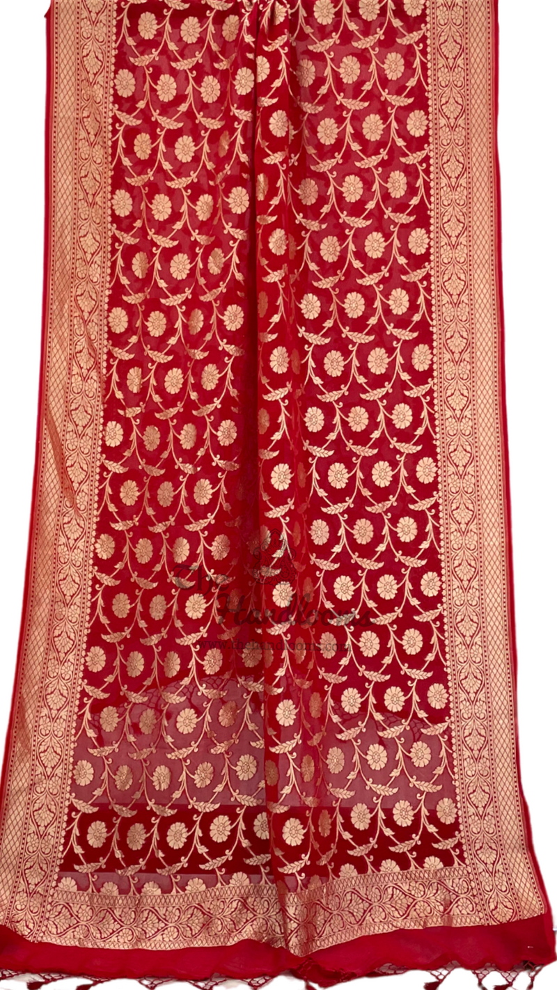 Pure Khaddi Georgette Dupatta - water zari - The Handlooms