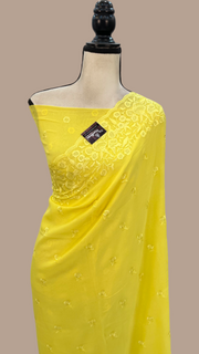 Pure Georgette Chikankari Handloom Banarasi Saree - The Handlooms