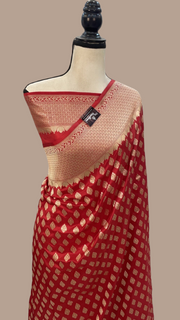 Pure ure Katan Silk Banarasi Handloom Saree - All Over Jaal Work - The Handlooms