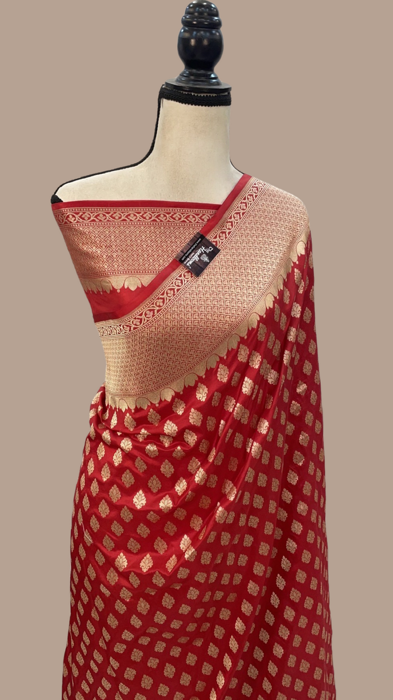 Pure ure Katan Silk Banarasi Handloom Saree - All Over Jaal Work - The Handlooms