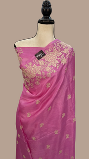 Tussar Silk Handloom Banarasi Saree With Chikankari - The Handlooms