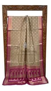 Beige Pure Tussar Silk Handloom Banarasi Saree - The Handlooms