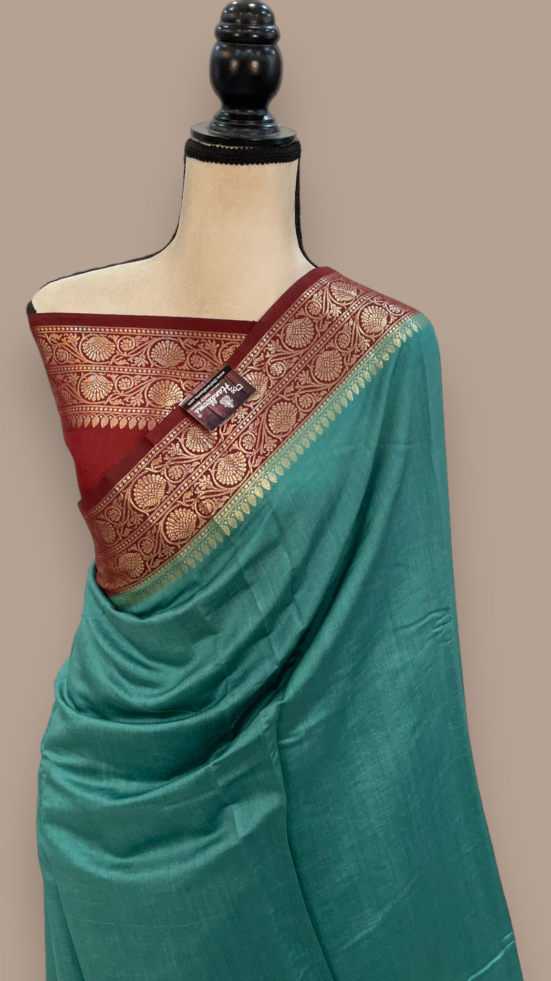 Pure Chiniya Silk Khaddi Handloom Banarasi Saree - The Handlooms