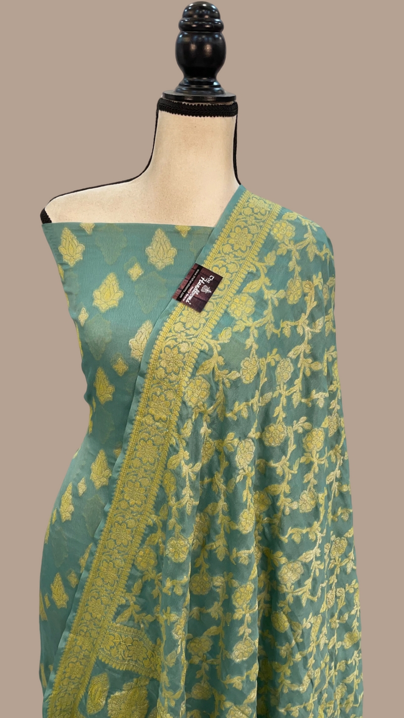 Pure Chiffon Khaddi Banarasi Dress material - The Handlooms