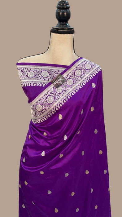Pure Katan Silk Banarasi Handloom Saree - All over Roopa Sona Kadua motifs