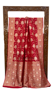 Pure Katan Silk Banarasi Handloom Saree - All over Sona Roopa Jaal work - The Handlooms