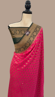 Khaddi Georgette Handloom Banarasi Saree -  Antique zari - The Handlooms