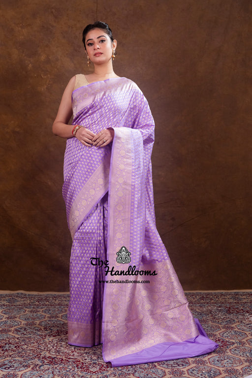 Pure Katan Silk Banarasi Handloom Saree - All Over Jaal Work - The Handlooms