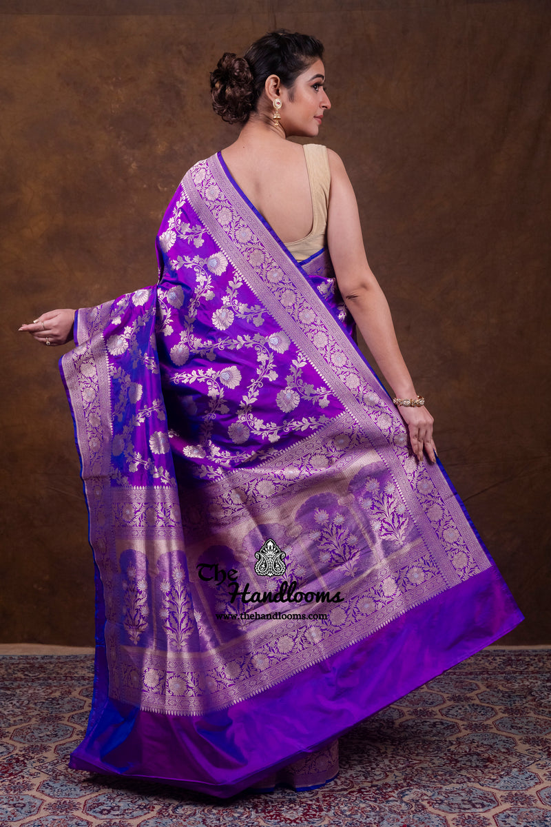 Pure Katan Silk Banarasi Handloom Saree - All Over Sona Roopa Jaal Work