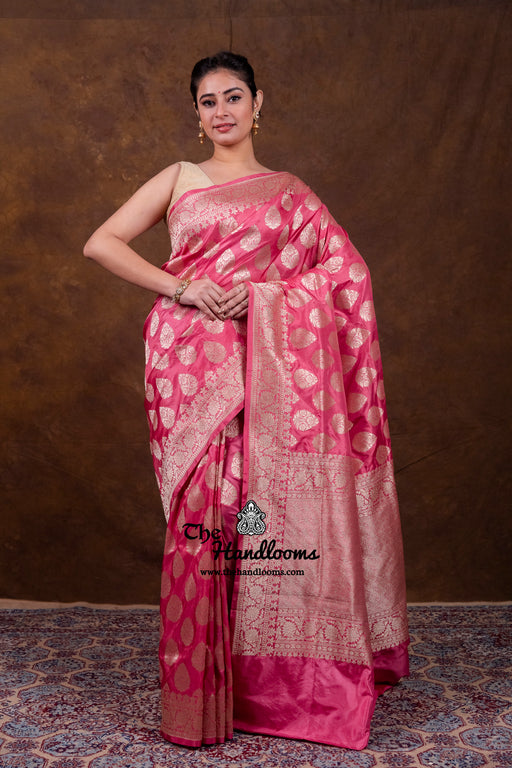 Pure Katan Silk Banarasi Handloom Saree - All Over Jaal Work - The Handlooms