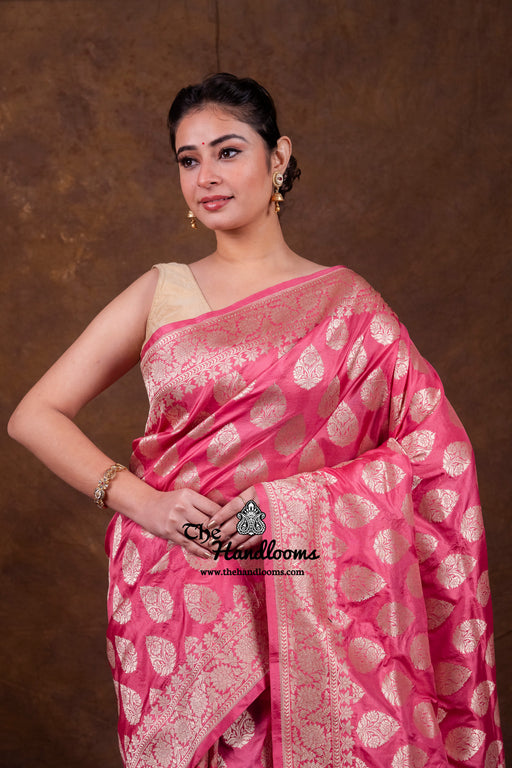 Pure Katan Silk Banarasi Handloom Saree - All Over Jaal Work - The Handlooms