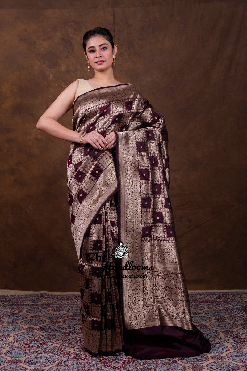 Pure Katan Silk Banarasi Handloom Saree - All Over Jaal Work