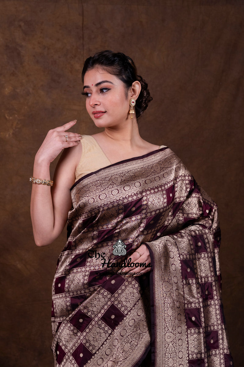 Pure Katan Silk Banarasi Handloom Saree - All Over Jaal Work