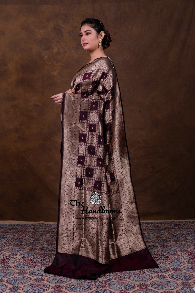 Pure Katan Silk Banarasi Handloom Saree - All Over Jaal Work