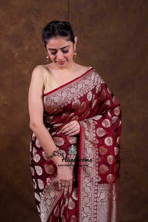 Pure Katan Silk Banarasi Handloom Saree - All Over Jaal Work - The Handlooms