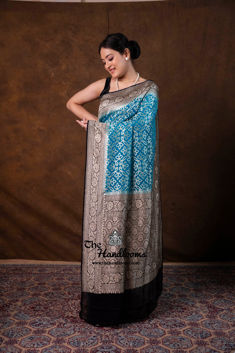Khaddi Georgette Handloom Banarasi Saree - Water Zari - The Handlooms