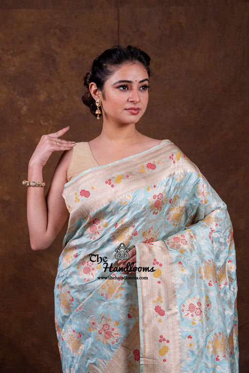 Pure Katan Silk Banarasi Handloom Saree - All over Jaal Work With Meenakari - The Handlooms